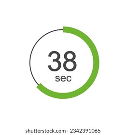 38 sec Digital Countdown Timer Vector Icon. 38 sec Stopwatch Analog or Digital Timer Illustration.