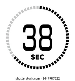 The 38 second countdown timer or digital counter timer clock vector icon. Stopwatch vector icon, digital timer.   For smartphone UI or UX countdown timer design.