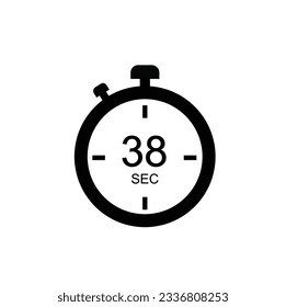 38 Seconds timer icon, 38 sec digital timer. Clock and watch, timer, countdown.