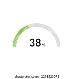 38% semicircle percentage diagrams, 38 Percentage ready to use for web design, infographic or business.