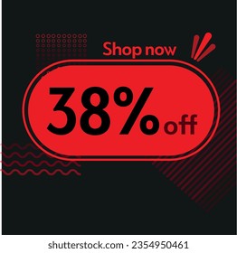 38% Shop now vector red and black elements black friday buy now online shop sticker marketing