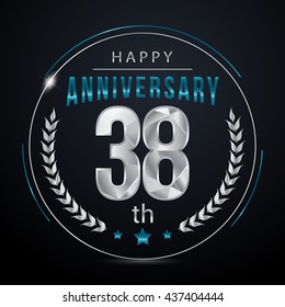 38 Silver anniversary logo, low poly design number