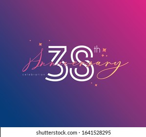 38 th Anniversary celebration logo, Icon template Vector.