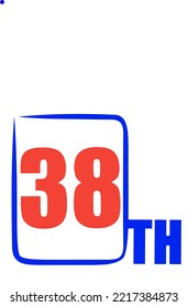 38 th Ordinal Numbers counting vector art illustration with fantastic font and blue red color - 38 th anniversary - happy birthday