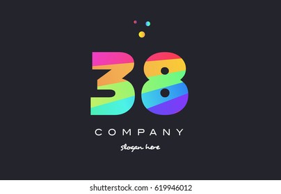 38 thirty eight creative color green orange blue magenta pink number digit company logo vector icon spectrum