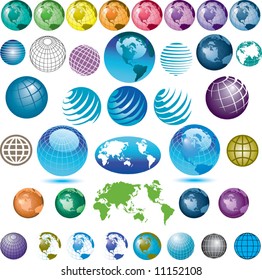 38 vector globes to choose from