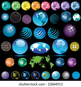 38 vector globes to choose from