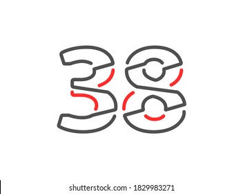 38 vector number. Modern trendy, creative style line design. For logo, brand label, design elements, corporate identity, application etc. İsolated vector illustration          