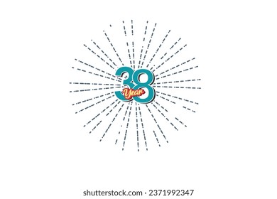 38 year anniversary blue color number with line behind on white background for card, wallpaper, greeting card, poster-vector