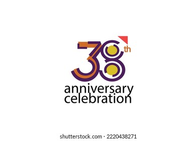 38 year anniversary celebration abstract style logotype. anniversary with purple, yellow, orange color isolated on white background, vector design for celebration, invitation, greeting card - Vector