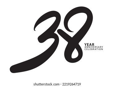 38 year anniversary celebration black color logotype vector, 38 number design, 38th Birthday invitation, logo number design vector illustration
