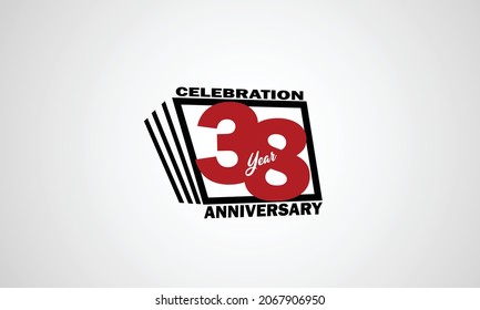 38 Year Anniversary Celebration, Book Design Style Black And Red Color For Event, Birthday, Giftcard, Poster-vector