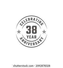 38 Year Anniversary Celebration Emblem Badge with Gray Color for Celebration Event, Wedding, Greeting card, and Invitation Isolated on White Background