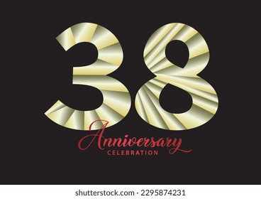 38 year anniversary celebration logotype vector, 38 number design, 38th Birthday invitation, anniversary logo template, logo number design vector, calligraphy font, typography logo, vector design