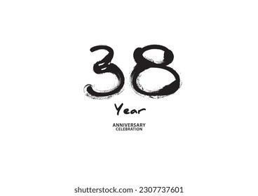 38 year anniversary celebration logotype on white background for poster, banner, flyer, invitations or greeting card, 38 number logo design, 38th Birthday invitation, anniversary vector template