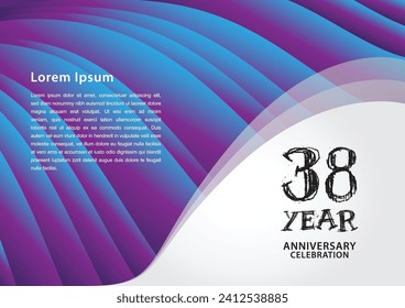 38 year anniversary celebration logotype on purple background for poster, banner, leaflet, flyer, brochure, web, invitations or greeting card, 38 number design, 38th Birthday invitation