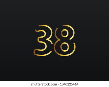 38 Year Anniversary celebration number vector, modern and elegant golden design. Eps10 illustration         
    