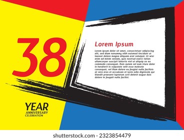 38 year anniversary celebration on modern background for poster, banner, leaflet, flyer, brochure, web, invitations or greeting card, 38 number design, 38th Birthday invitation, anniversary logo