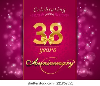 38 Year Anniversary Celebration Sparkling Card Stock Vector (Royalty ...