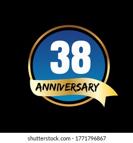 Celebración del 38 aniversario, diseño vectorial para celebraciones, tarjetas de invitación y tarjetas de felicitación