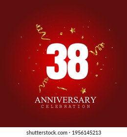 Celebración del 38 aniversario, diseño vectorial para celebraciones, tarjetas de invitación y tarjetas de felicitación