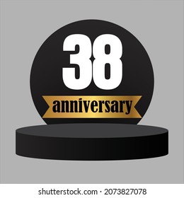 Celebración del 38 aniversario, diseño vectorial para celebraciones, tarjetas de invitación y tarjetas de felicitación