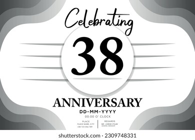 38 year anniversary flat black color logotype style with hand lettering on white background