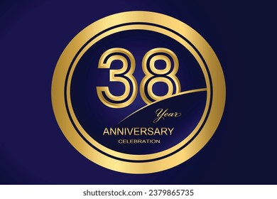 38 Year Anniversary Logo, Golden Color, Vector Template Design element for birthday, invitation, wedding, jubilee and greeting card illustration.