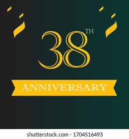 38 year anniversary logo template, 38 year anniversary icon label, 38 year anniversary party symbol