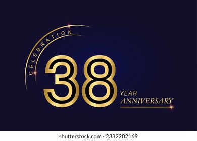 38 year anniversary vector banner template.Dark Blue Golden Royal anniversary Graphics Background.Growing Elegant Shine Spark. Luxury Premium Corporate Abstract Design Template.modern Shape Post.