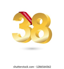 38 Year Anniversary Vector Template Design Illustration