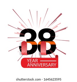 38 Year Anniversary Vector Template Design Illustration