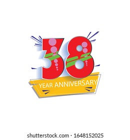 38 Year Anniversary Vector Template Design Illustration