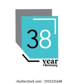38-jährige Vektor Template Design Illustration Blue Box Eleganter weißer Hintergrund