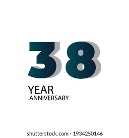 Diseño de plantilla vectorial de 38 años Ilustración Fondo azul elegante blanco