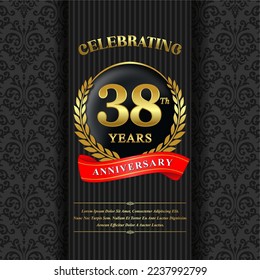 38 year celebration anniversary logo vector isolated on black background