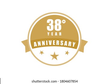 38 years anniversary, 38-year Elegant anniversary design. 38 years anniversary logo template.