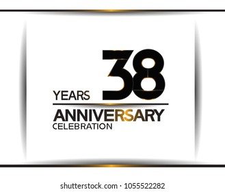 38 years anniversary black color simple design isolated on white background for celebration