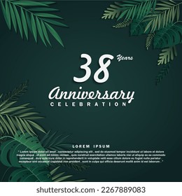 38 Years anniversary celebration 3d vector template design illustration