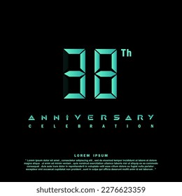 38 Years anniversary celebration 3d vector template design illustration