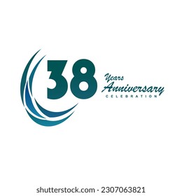 38 Years anniversary celebration 3d vector template design illustration