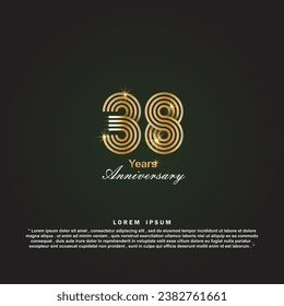 38 Years anniversary celebration 3d vector template design illustration