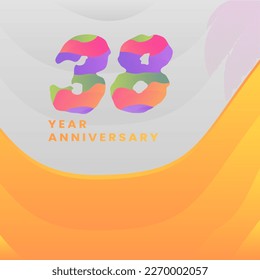 38 Years Anniversary Celebration. Abstract numbers with colorful templates. eps 10.