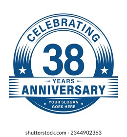 38 years anniversary celebration design template. 38th logo vector illustrations.