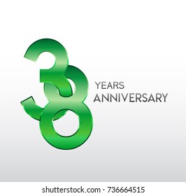 38 Years Anniversary Celebration green Design logo