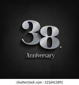 38 years anniversary  celebration. Anniversary logo elegance number and 3D style color and shadow isolated on black background, vector design for celebration, invitation card, and greeting card