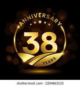 38 years anniversary, Anniversary celebration logo design. vector template illustration