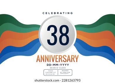 38 years anniversary celebration logo template isolated on white background abstract colorful ribbon vector design