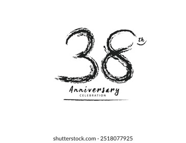 38 Anniversary Celebration logo preto pincel vetor, 38 número logotipo design, 38º aniversário logotipo, feliz aniversário, Vetor Anniversary For Celebration, cartaz, Cartão de convite