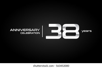 38 Years Anniversary Celebration Logo, White , Isolated on Dark  Background